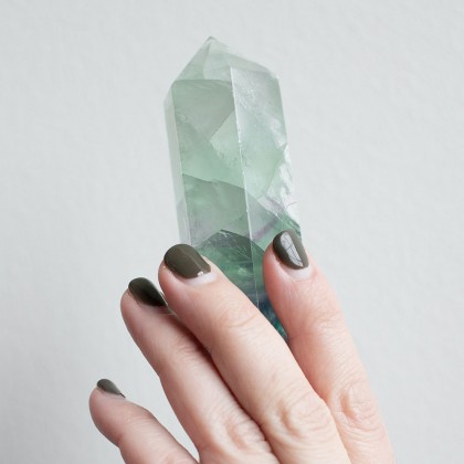 Green Fluorite Six Crest Crystal Stone